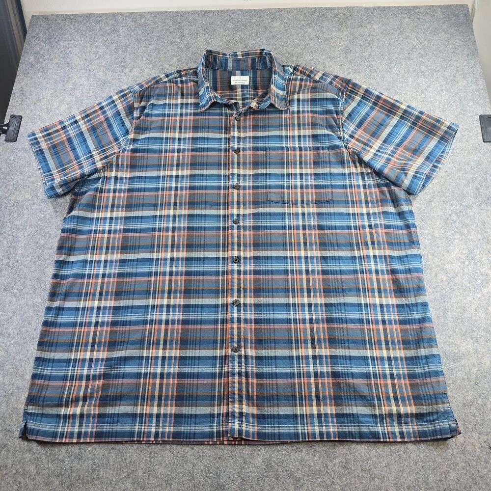 Men's Mutual Weave 3XLT Blue Plaid Short Sleeve Button Up Shirt Casual Western
